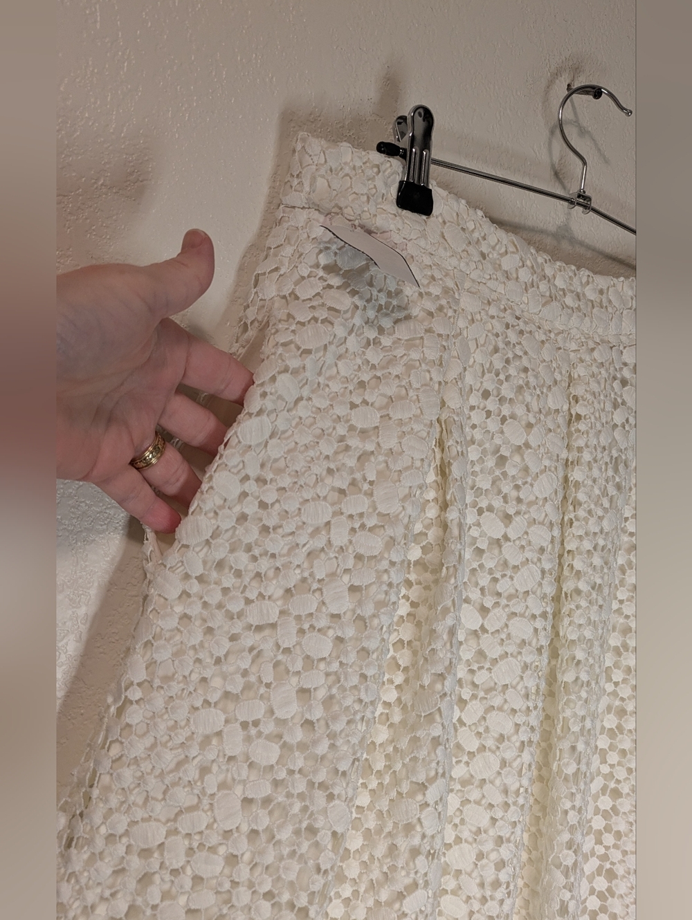 Boden White Crochet Lace Overlay A-Line Skirt - Picture 7 of 8